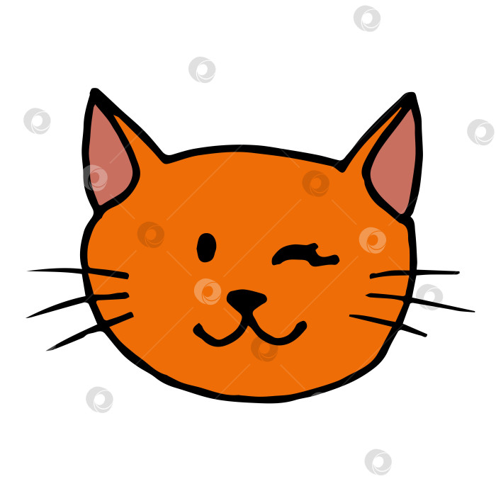 Скачать Симпатичный подмигивающий оранжевый кот на белом фоне. Векторное изображение. фотосток Ozero