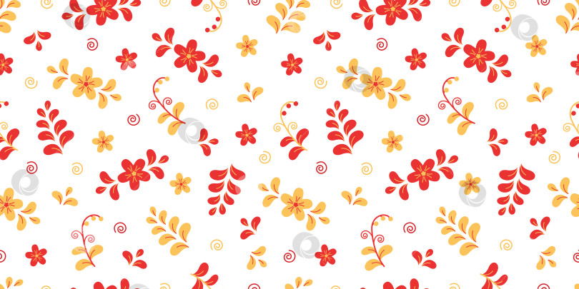 Скачать Бесшовный узор из абстрактных узоров цветов и растений. Фон с традиционным славянским рисунком. фотосток Ozero