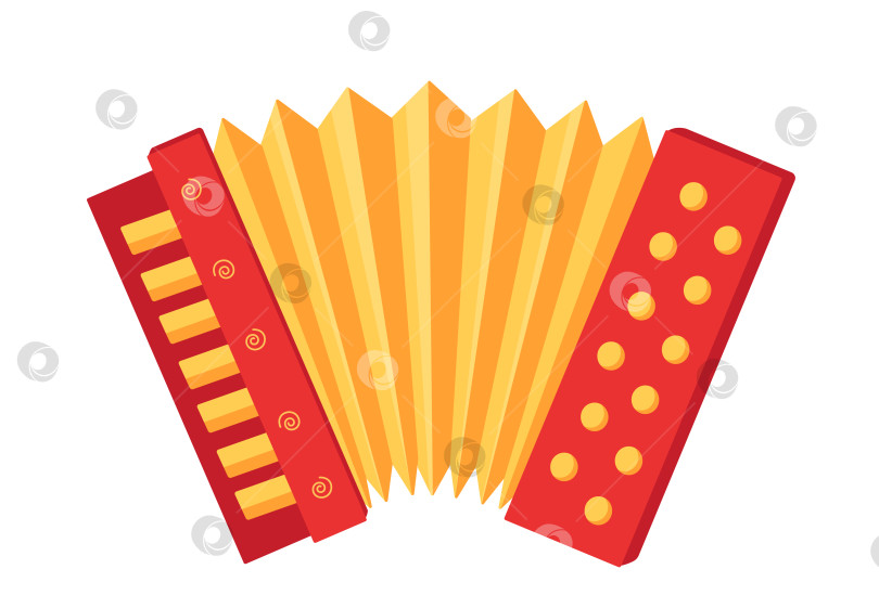 Скачать Значок аккордеона, традиционного народного музыкального инструмента. Русская народная музыка. Векторная мультипликационная иллюстрация на белом фоне. фотосток Ozero