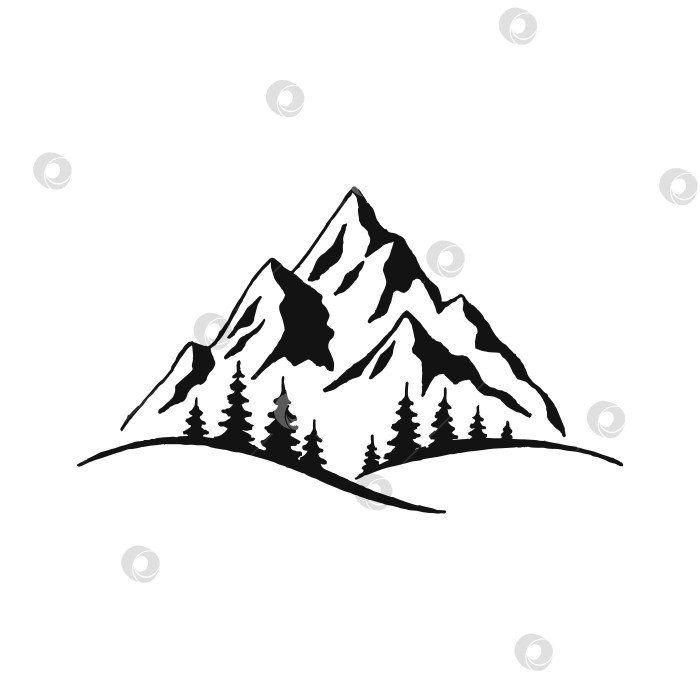 Скачать Рисованная векторная иллюстрация горного пейзажа. фотосток Ozero