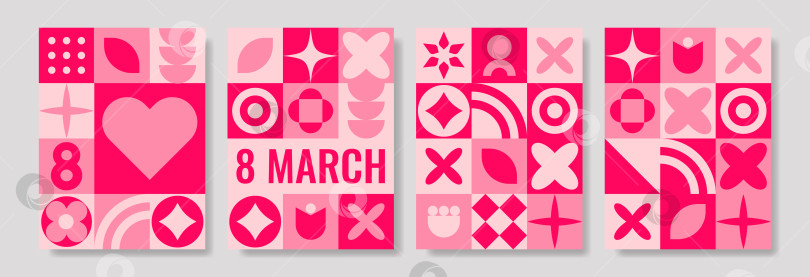 Скачать Коллекция современных геометрических плакатов к женскому дню фотосток Ozero