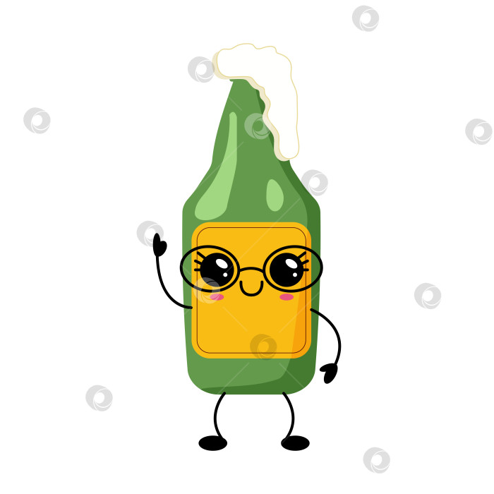 Скачать Симпатичная Кавайная иллюстрация персонажа из пивной бутылки фотосток Ozero