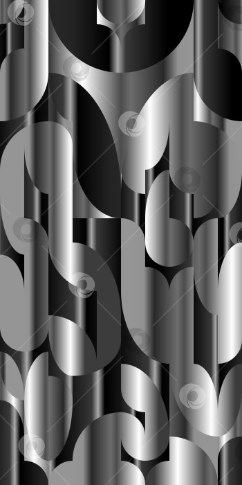Скачать Графическая черная металлическая градиентная композиция из простых геометрических форм. Рисунок Баухауза, плакат в минималистичном стиле с резкими и плавными изгибами линий. Векторный фон фотосток Ozero