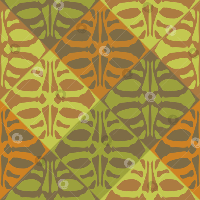 Скачать Бесшовные обои в виде ромба. Орнамент, повторяющий африканский узор. Соединение плитки в форме ромба. Текстура орнамента в виде ромба. Векторный фон фотосток Ozero