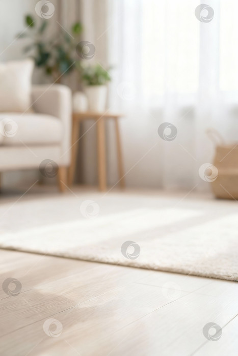 Скачать Яркий минималистский интерьер с мягким диваном и столом, современный фон, обои фотосток Ozero