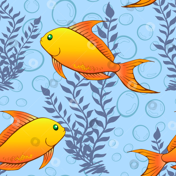Скачать Тропические коралловые рыбы и морские водоросли с бесшовным рисунком. Экзотические обитатели океана с рисунком на поверхности. Подводные животные с бесконечной текстурой. Подводная фауна с безграничным фоном. Морская жизнь с возможностью редактирования. фотосток Ozero