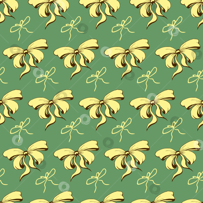 Скачать Милые мягкие романтичные бантики с бесшовным рисунком. Красивые плоские бантики с абстрактной бесконечной текстурой для ткани, текстиля, косметики, упаковки, канцелярских принадлежностей, оберточной бумаги, фона. Веселый праздничный дизайн в стиле каракулей фотосток Ozero