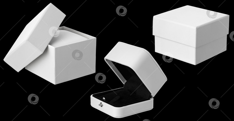 Скачать изолированная подарочная коробка из белого картона и футляр для ювелирных изделий фотосток Ozero