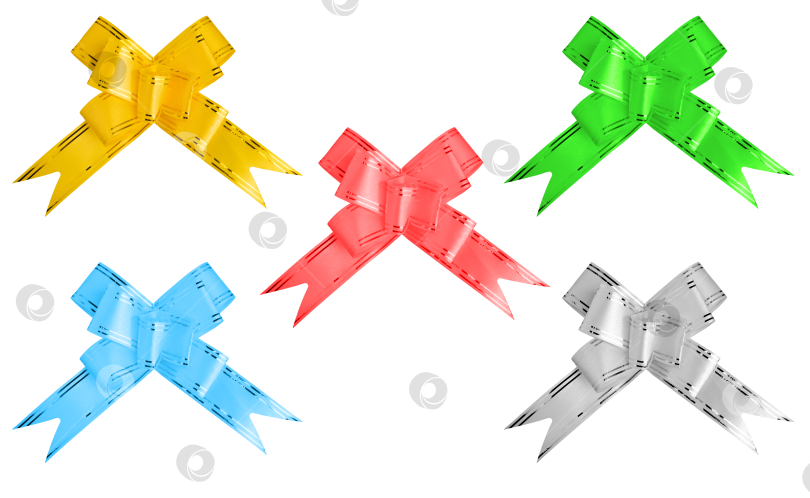 Скачать рождественское украшение из цветной бумажной ленты, изолированный бант на белом фоне фотосток Ozero