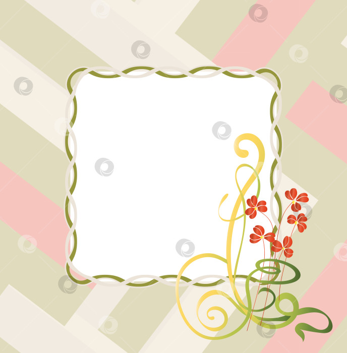 Скачать Квадратная рамка с авторским рисунком из прямоугольников и нежных цветов в стиле модерн. фотосток Ozero