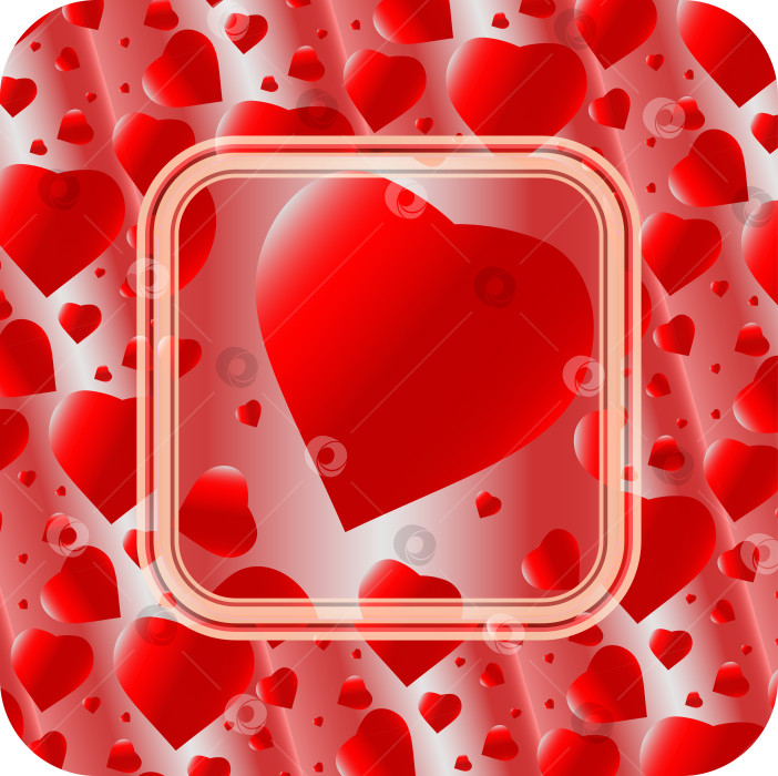 Скачать Яркая позитивная чувственная рамка с градиентными сердечками для приглашений, поздравлений, веб-сайтов, открыток, наклеек. фотосток Ozero