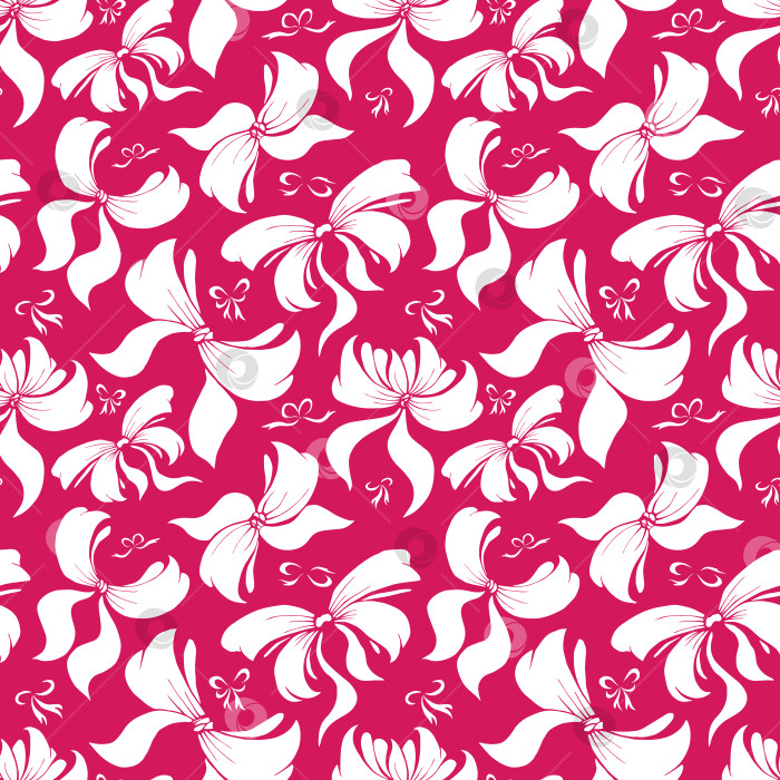 Скачать Милые мягкие романтичные бантики с бесшовным рисунком. Красивые плоские бантики с абстрактной бесконечной текстурой для ткани, текстиля, косметики, упаковки, канцелярских принадлежностей, оберточной бумаги, фона. Веселый праздничный дизайн в стиле каракулей. фотосток Ozero