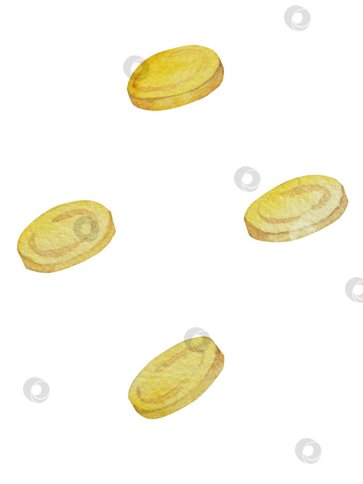 Скачать Набор акварельных иллюстраций ко Дню Святого Патрика. Нарисованный от руки изолированный клипарт с изображением шляпы лепрекона, клевера, золотых монет, ирландского флага, зеленого пива и горшка с золотом. Талисманы на удачу, богатство и успех. Коллекция предметов для праздника. фотосток Ozero