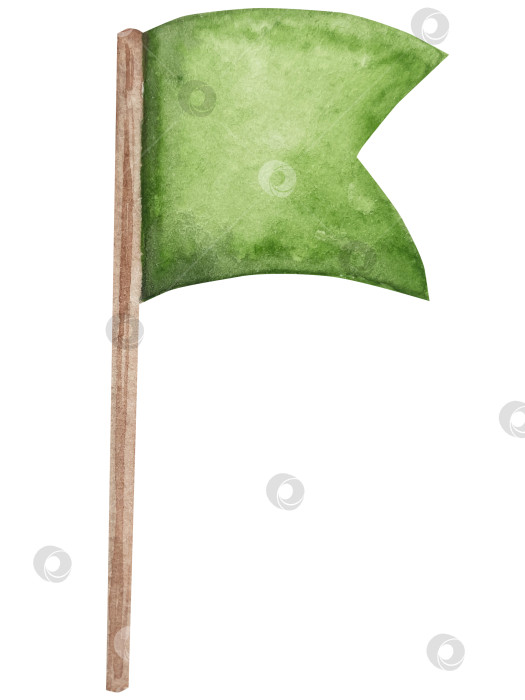 Скачать Набор акварельных иллюстраций ко Дню Святого Патрика. Нарисованный от руки изолированный клипарт с изображением шляпы лепрекона, клевера, золотых монет, ирландского флага, зеленого пива и горшка с золотом. Талисманы на удачу, богатство и успех. Коллекция предметов для праздника. фотосток Ozero