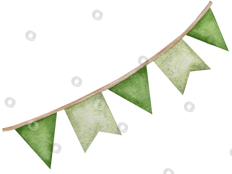 Скачать Набор акварельных иллюстраций ко Дню Святого Патрика. Нарисованный от руки изолированный клипарт с изображением шляпы лепрекона, клевера, золотых монет, ирландского флага, зеленого пива и горшка с золотом. Талисманы на удачу, богатство и успех. Коллекция предметов для праздника. фотосток Ozero