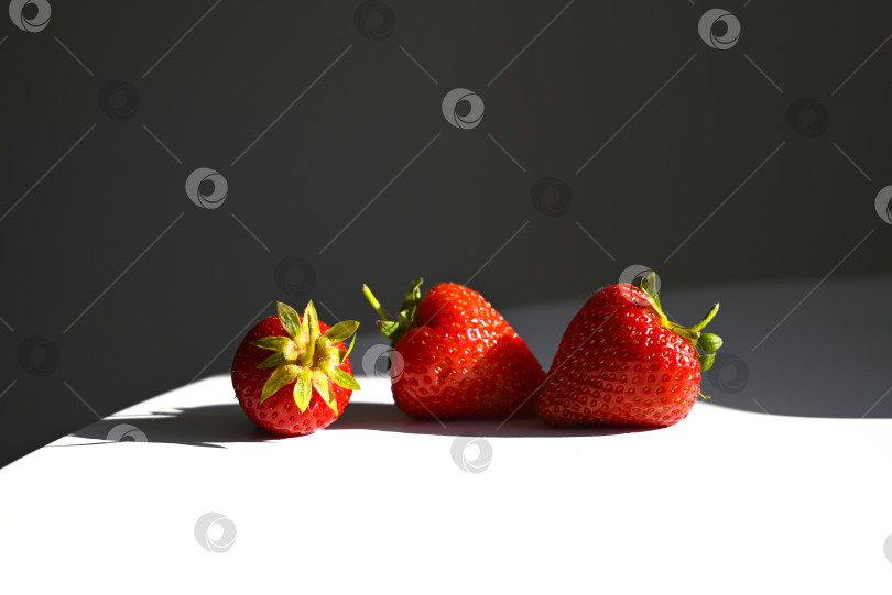 Скачать Свежая садовая клубника в лучах летнего солнца фотосток Ozero