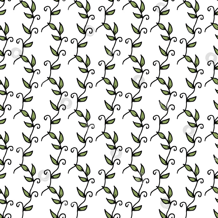 Скачать Бесшовный узор с фантастическими декоративными элементами в виде листьев. Векторное изображение. фотосток Ozero