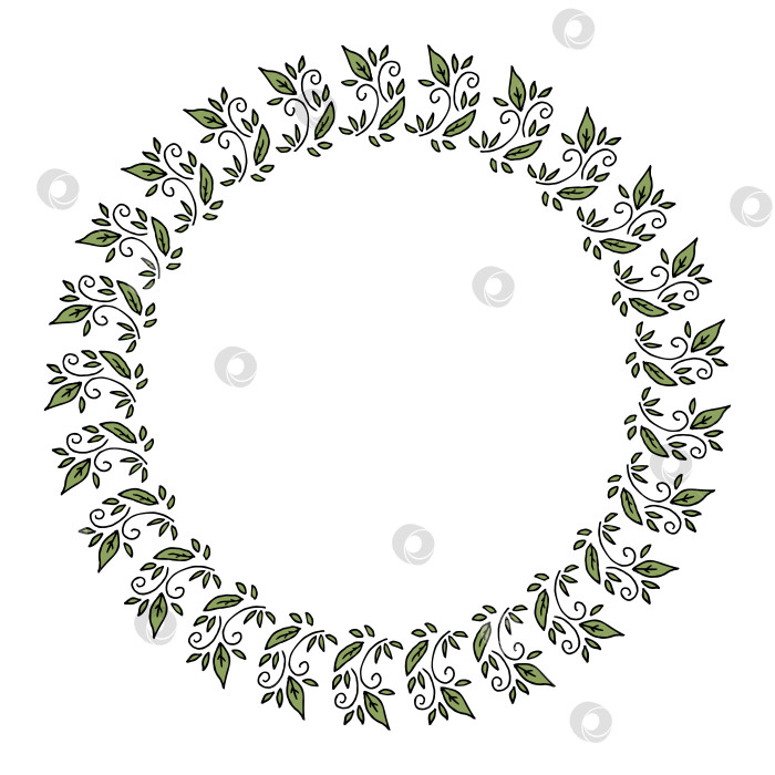 Скачать Круглая рамка с креативными декоративными элементами с листьями. Векторное изображение. фотосток Ozero