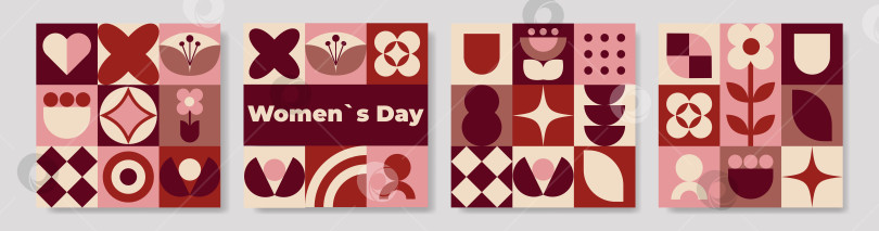 Скачать Весенние Мартовские геометрические поздравительные открытки фотосток Ozero