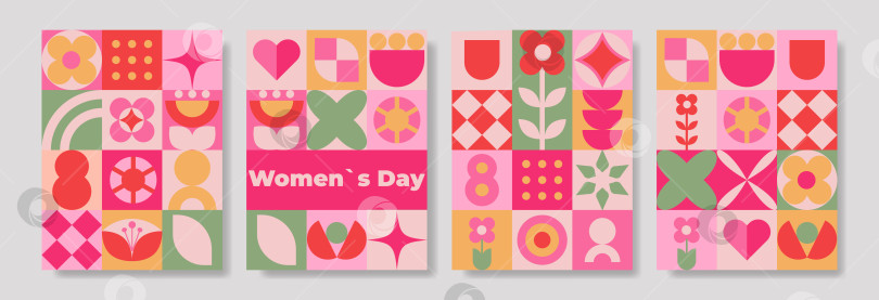 Скачать Современные геометрические плакаты весеннего марша фотосток Ozero