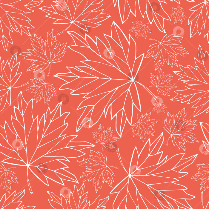 Скачать Бесшовный узор из кленовых листьев. Безграничный фон в виде листвы Acer. Бесконечная цветочная текстура. Розовые и белые листья, повторяющие рисунок поверхности в пастельных тонах. фотосток Ozero
