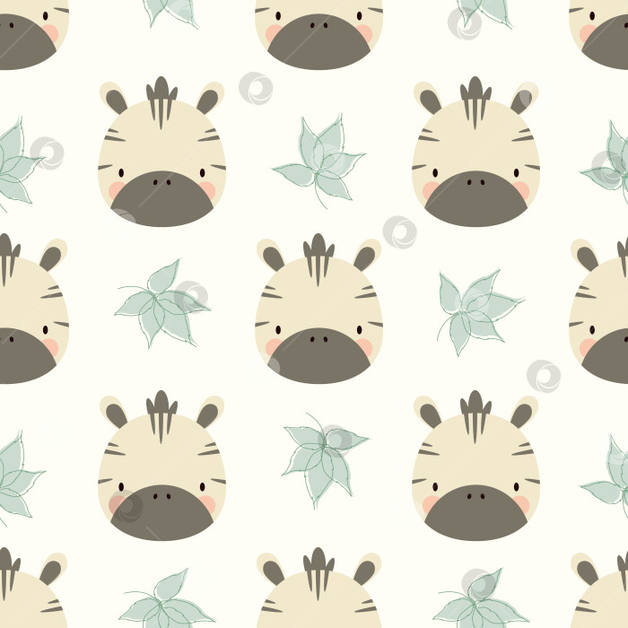 Скачать Бесшовный узор с милыми зебрами фотосток Ozero