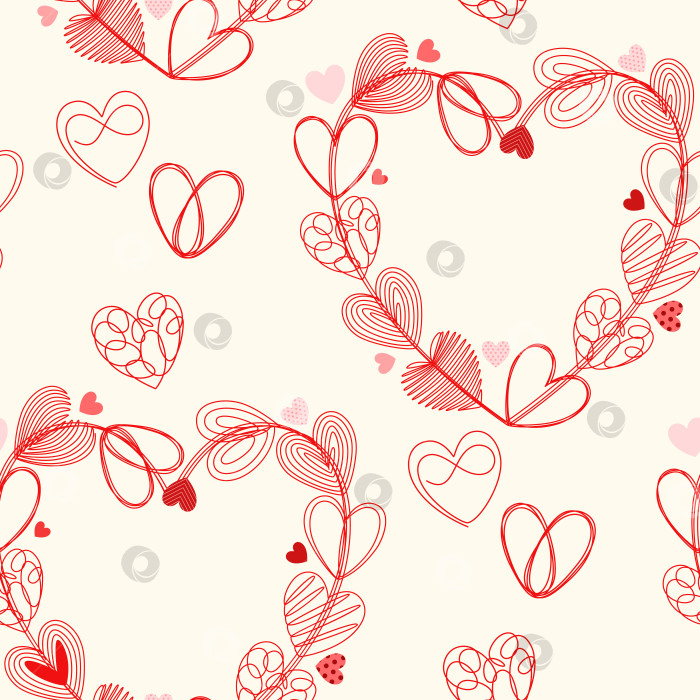 Скачать Бесшовный узор в виде сердечек фотосток Ozero