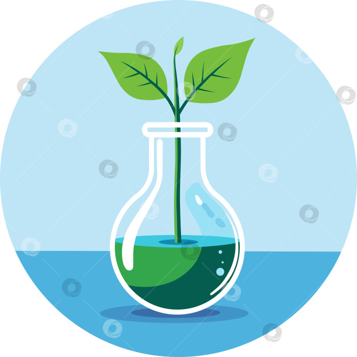 Скачать Векторный зеленый росток в химической колбе фотосток Ozero