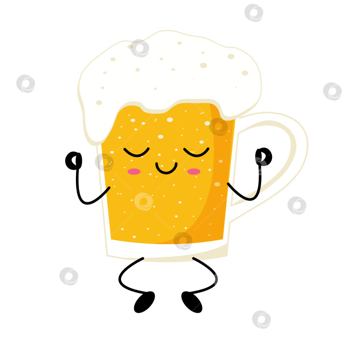 Скачать Кавайная иллюстрация кружки пива с улыбающимся лицом и веселым дизайном фотосток Ozero