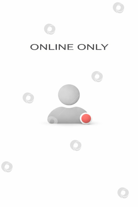 Скачать Концепция только для онлайн-пользователей со значком аватара пользователя и красным индикатором статуса на белом фоне, минимальная 3D-иллюстрация с небольшим пространством для копирования фотосток Ozero