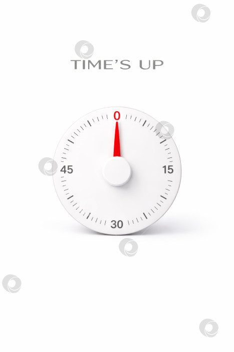 Скачать Время вышло, круглый таймер с красной стрелкой на чистом белом фоне, концепция минимального тайм-аута в отношениях, пространство для копирования фотосток Ozero