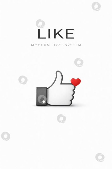 Скачать Лайк - Большие пальцы вверх с акцентом в виде красного сердечка фотосток Ozero