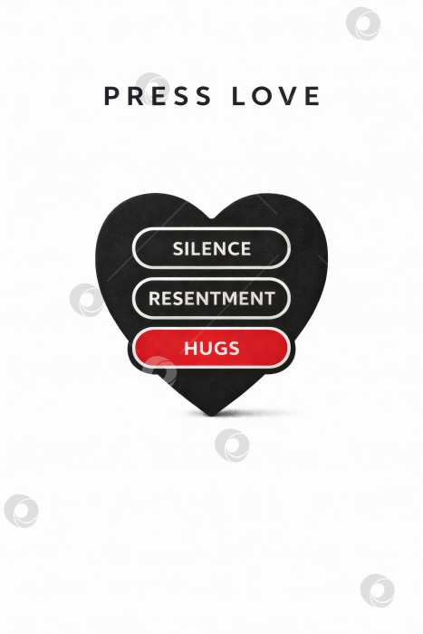 Скачать Панель управления сердцем с кнопками объятий, молчания и обиды фотосток Ozero