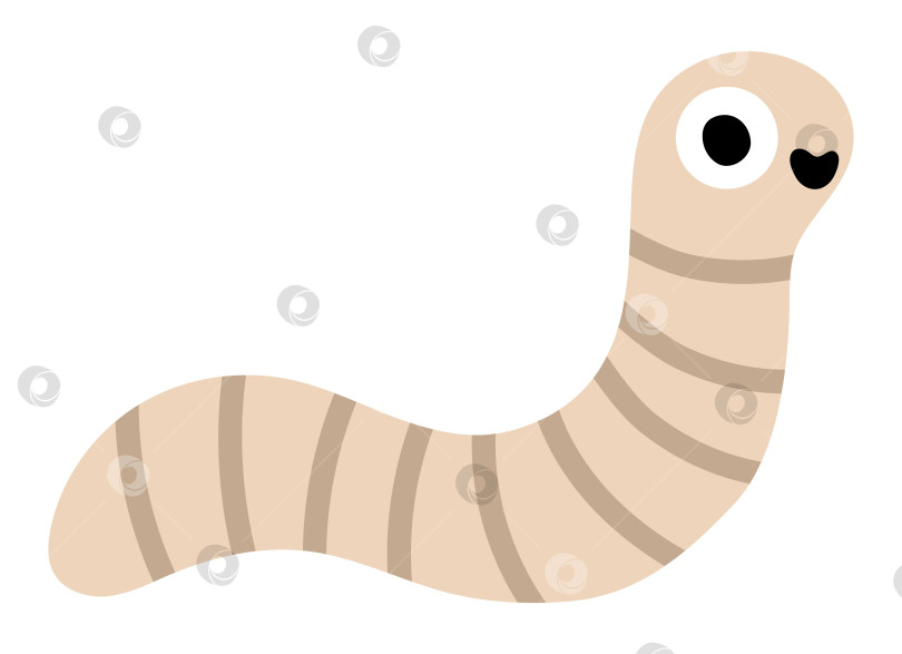 Скачать Векторный значок симпатичного ползающего червяка. Забавное лесное насекомое. Симпатичная иллюстрация лесного, фермерского, садового жука для детей, выделенная на белом фоне. Клипарт с жутким ползучим персонажем в саду фотосток Ozero
