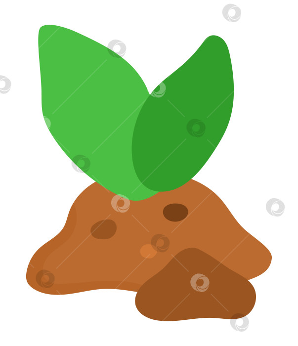 Скачать Векторное проросшее растение с почвой, выделенной на белом фоне. Иллюстрация плоского весеннего сада. Значок детской зелени в саду фотосток Ozero