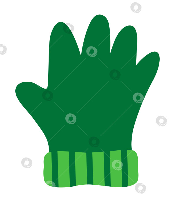Скачать Векторная зеленая перчатка для садоводства, выделенная на белом фоне. Иллюстрация одежды для защиты плоского весеннего сада. Значок сельскохозяйственного оборудования фотосток Ozero