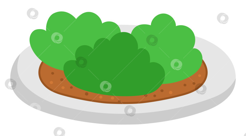 Скачать Векторная цветочная клумба. Садовое растение с перилами в виде клипарта. Молодая зелень с листьями, выделенными на белом фоне. Плоская весенняя иллюстрация. Значок садоводства фотосток Ozero