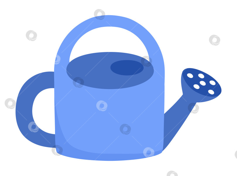 Скачать Векторная симпатичная синяя лейка со значком, выделенным на белом фоне. Плоская иллюстрация весеннего или летнего садового инструмента. Забавная картинка с садовым инвентарем для детей фотосток Ozero