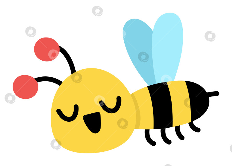 Скачать Векторная плоская желтая иконка пчелы. Очаровательный весенний клипарт с изображением осы. Забавное лесное или садовое насекомое. Милый жук-шмель с иллюстрацией для детей, выделенный на белом фоне фотосток Ozero