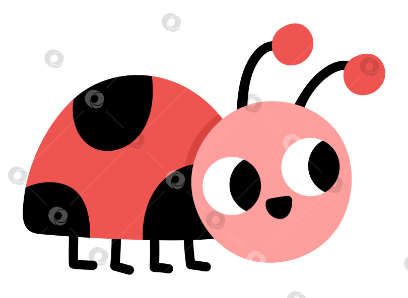 Скачать Векторная милая иконка божьей коровки. Очаровательный клипарт с изображением божьей коровки. Забавное насекомое с красными крыльями в лесу или саду. Милая иллюстрация весеннего жука для детей, изолированная на белом фоне фотосток Ozero
