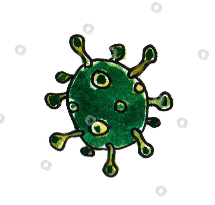 Скачать Медицинский рисунок акварелью "вирус, коронавирус". Медицинский эскиз фотосток Ozero