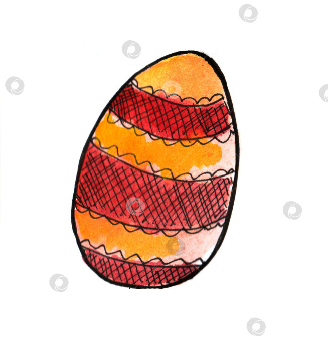 Скачать Поздравительная открытка с Пасхой. Пасхальное яйцо на акварельном фоне. Пасхальное воскресенье. Оранжевый пасхальный фон фотосток Ozero