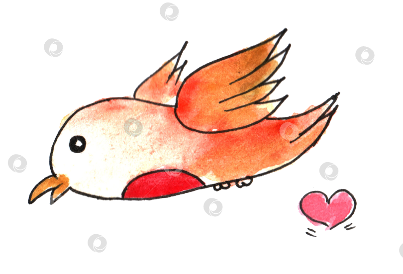 Скачать Набор акварельных рисунков "Весенние простенькие детские каракули" с набросками от руки. Милая мультяшная иллюстрация, выполненная от руки. фотосток Ozero