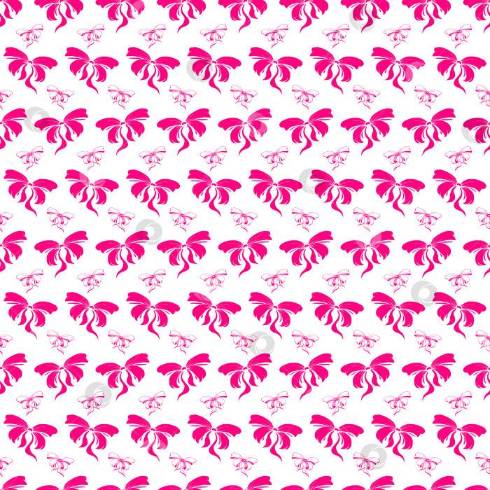 Скачать Милые мягкие романтичные бантики с бесшовным рисунком. Красивые плоские бантики с абстрактной бесконечной текстурой для ткани, текстиля, косметики, упаковки, канцелярских принадлежностей, оберточной бумаги, фона. Веселый праздничный дизайн в стиле каракулей. фотосток Ozero