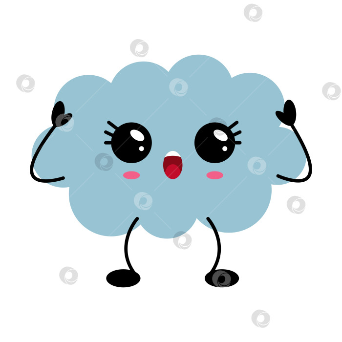 Скачать Иллюстрация с изображением милого персонажа в форме облака с удивленным выражением на мордочке. фотосток Ozero