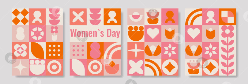 Скачать Расклейте яркие листовки к Международному женскому дню в розовых и оранжевых тонах. фотосток Ozero