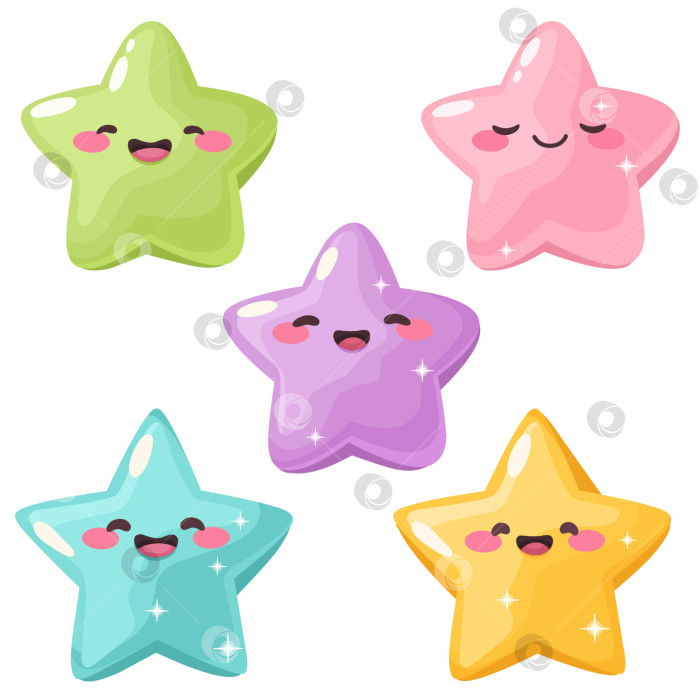 Скачать Милые плоские мультяшные звезды. фотосток Ozero