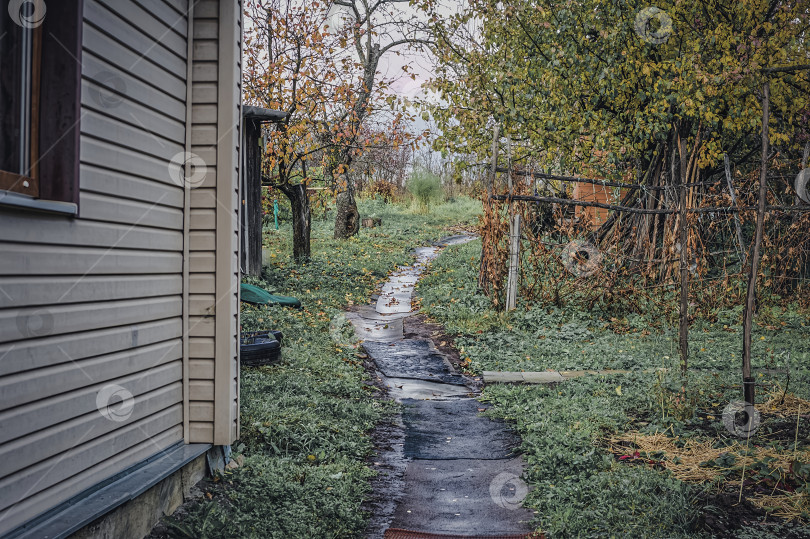 Скачать Старый сад в деревне поздней осенью фотосток Ozero