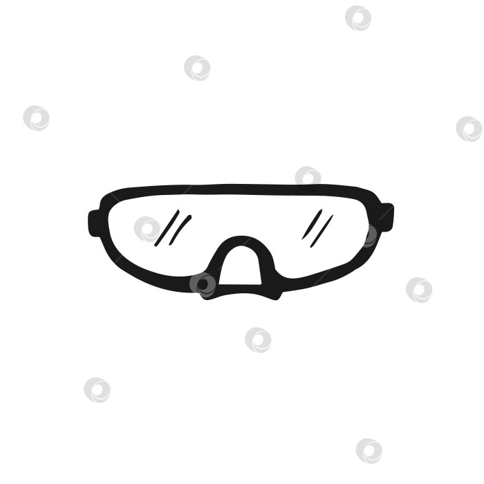 Скачать Маска для подводного плавания. Векторная иллюстрация, нарисованная от руки. Стиль линейного искусства, изолированный на белом фоне. фотосток Ozero