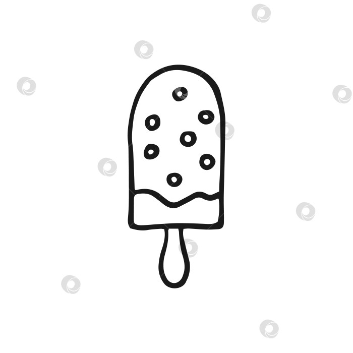 Скачать Мороженое. Векторная иллюстрация, нарисованная вручную. Стиль линейного искусства изолирован на белом фоне фотосток Ozero